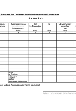 Verwendungsnachweis Ausgabe